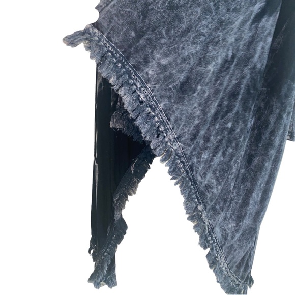 American Age Open Front Boho Fringe Acid Wash Black Tie Dye Cardigan Sz Small - Picture 14 of 16
